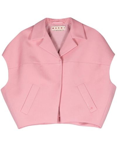 Marni Notched-lapels Virgin Wool-blend Gilet - Pink