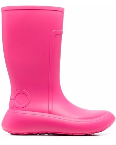 Ferragamo Gancini Raised-logo Rain Boots - Pink