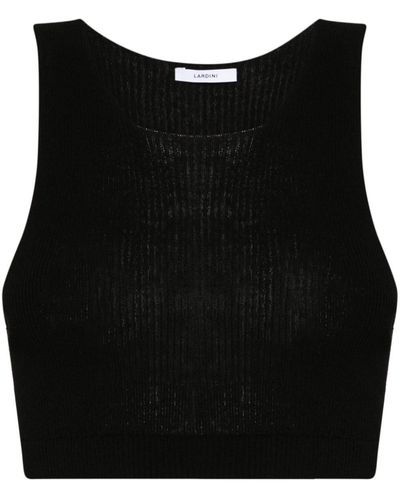 Lardini Ribbed-knit Crop Top - Black