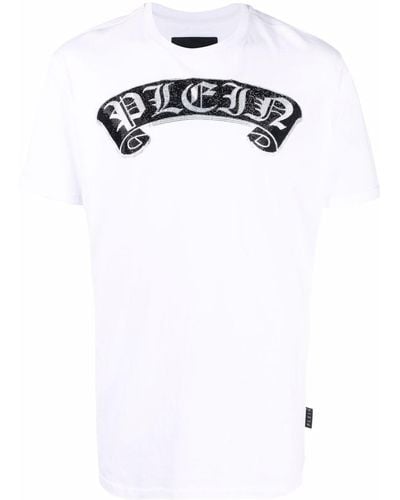Philipp Plein Rhinestone-embellished Branded T-shirt - White