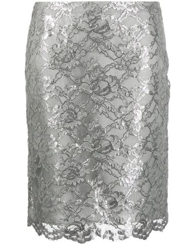 Aspesi Floral-lace Pencil Miniskirt - Grey