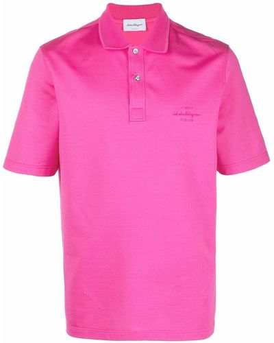Ferragamo Poloshirt Met Geborduurd Logo - Roze