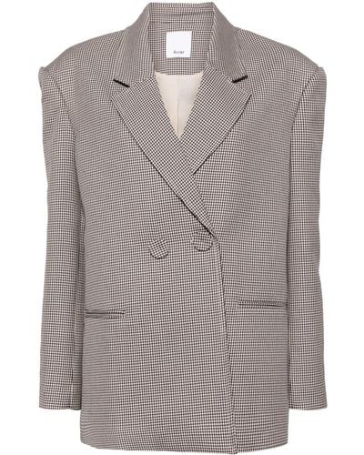Acler Houndstooth Double-breasted Blazer - Grey