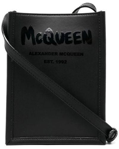 Alexander McQueen Graffiti Edge Logo-print Shoulder Bag - Black