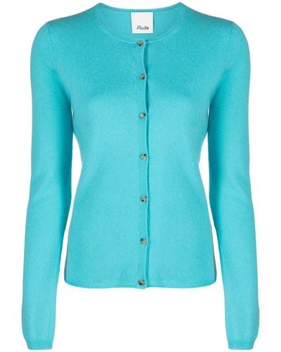 Allude Button-up Cashmere Cardigan - Blue