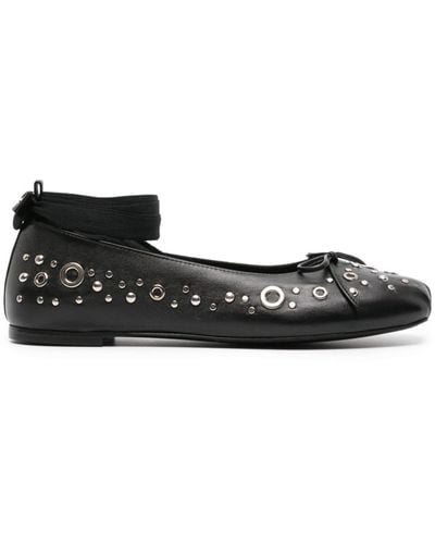 Ba&sh Clara Studded Ballerina Shoes - Black
