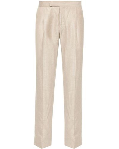 Brioni Mid-rise Tapered Trousers - Natural