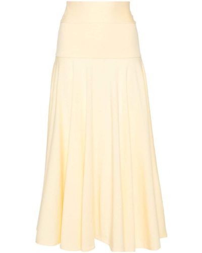 Plan C Flared Knit Midi Skirt - Natural