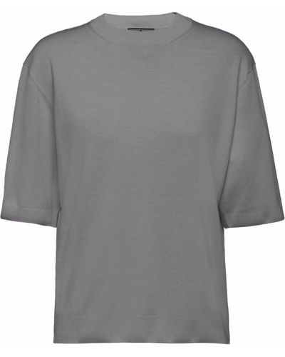 Prada Short-sleeve Knitted Jumper - Grey