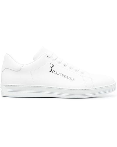 Billionaire Logo-print Leather Sneakers - White