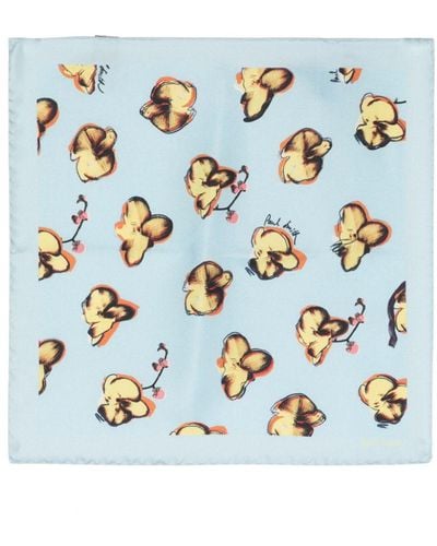 Paul Smith Floral-print Silk Pocket Square - Blue