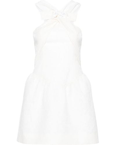ShuShu/Tong Minikleid mit Schleife in Cloqué-Optik - Weiß