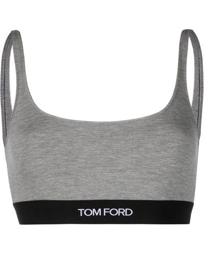 Tom Ford Sujetador con franja del logo - Gris