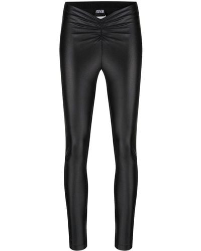 Versace Jeans Couture Ruched Coated leggings - Black