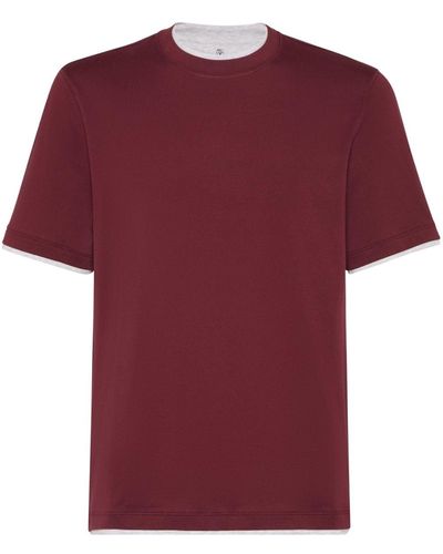 Brunello Cucinelli T-Shirt im Layering-Look - Rot