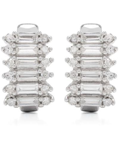 Adina Reyter Stack Baguette J-shaped Hoop Earrings - White
