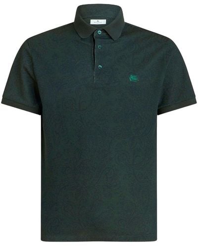 Etro Paisley-print Cotton Polo Shirt - Green