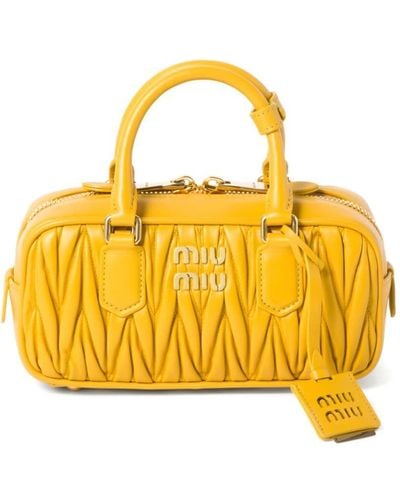 Miu Miu Arcadie Matelassé Leather Bag - Yellow