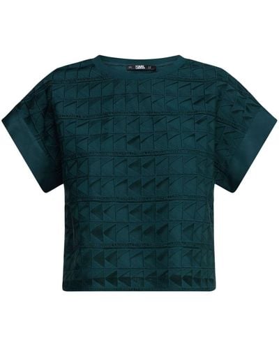 Karl Lagerfeld T-shirt en dentelle à design superposé - Vert
