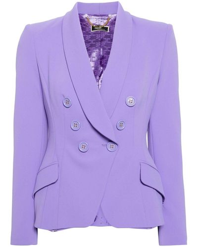 Elisabetta Franchi Double-breasted Crepe Blazer - Purple