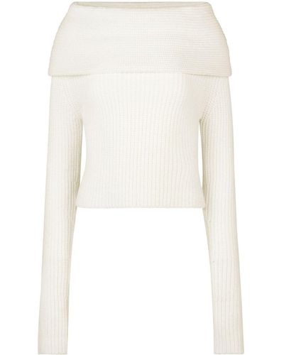 Nina Ricci Off-shoulder Ribbed-knit Top - White