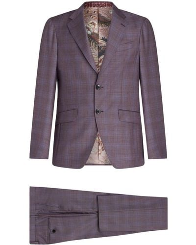 Etro Checked Wool Suit - Purple