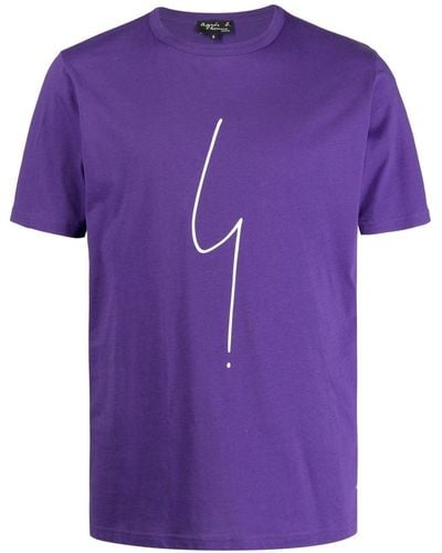 agnès b. Logo-print Cotton T-shirt - Purple