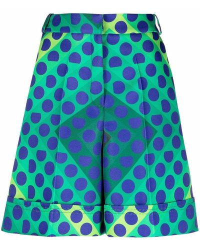 Rabanne High-waisted Graphic-print Shorts - Green