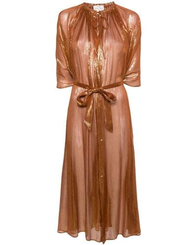 Forte Forte Beaded Silk Chiffon And Lurex Cape - Brown