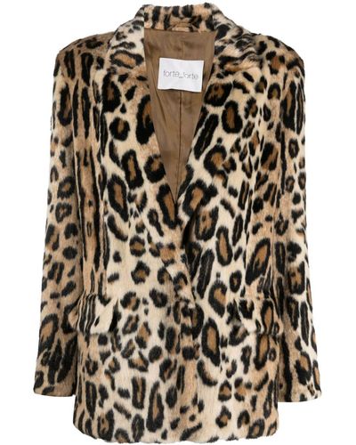 Forte Forte Cappotto monopetto leopardato - Nero