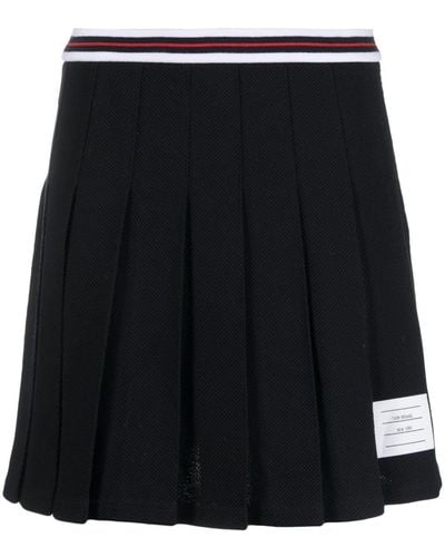 Thom Browne Pleated Cotton Miniskirt - Black