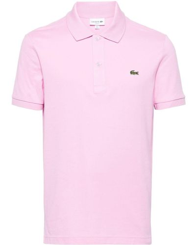 Lacoste Poloshirt Met Geborduurd Logo - Roze