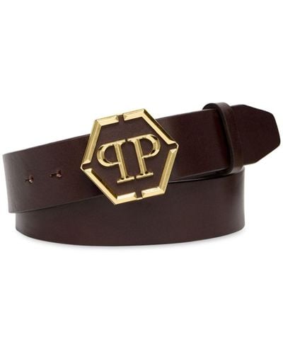 Philipp Plein Logo-buckle Leather Belt - Brown