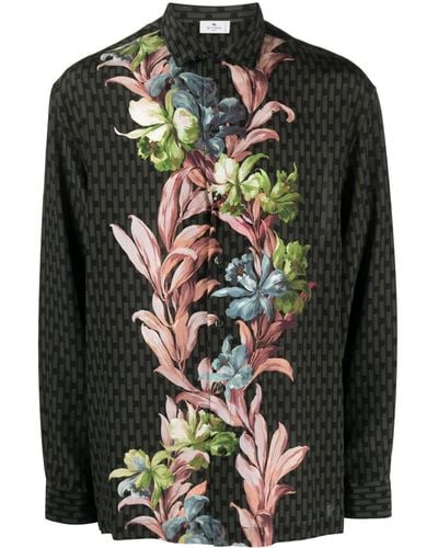 Etro Overhemd Met Bloemenprint - Zwart