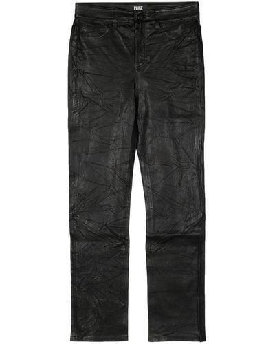 PAIGE Crinkled-finish Straight-leg Jeans - Black