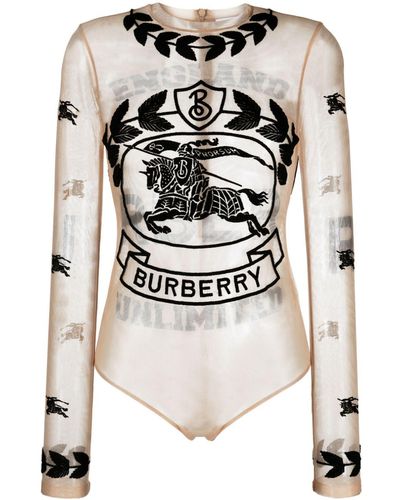 Burberry Body en tulle à broderies - Blanc