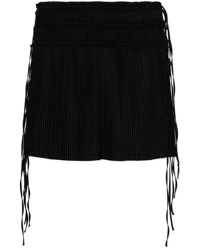 Helmut Lang Strap-detail Pleated Midi Skirt - Black
