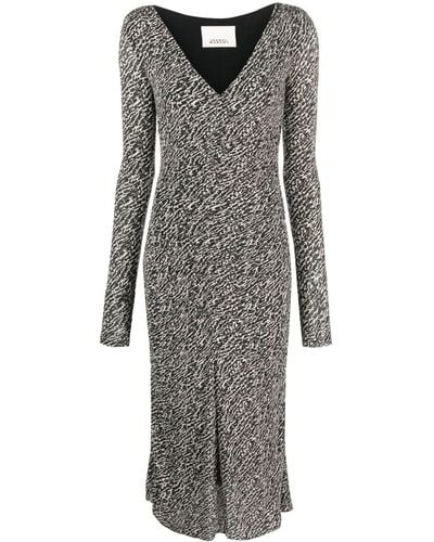 Isabel Marant Laly Abstract-pattern Midi Dress - Gray