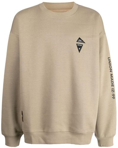 Izzue Logo-patches Cotton-blend Sweatshirt - Natural