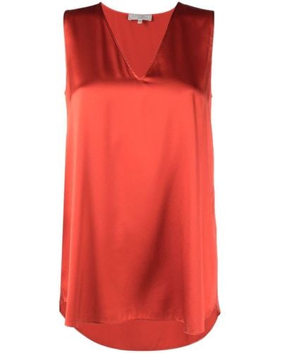 Antonelli V-neck Sleeveless Blouse - Red