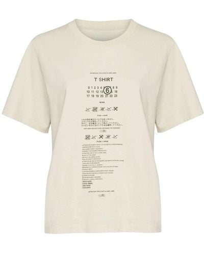 MM6 by Maison Martin Margiela Care Label-print Cotton T-shirt - Natural