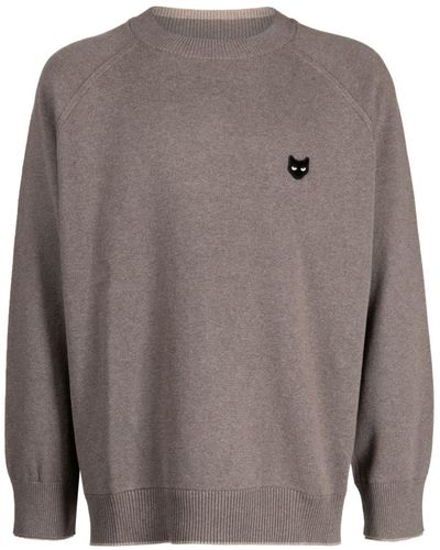 ZZERO BY SONGZIO Trace Panther Pullover mit Logo-Patch - Grau