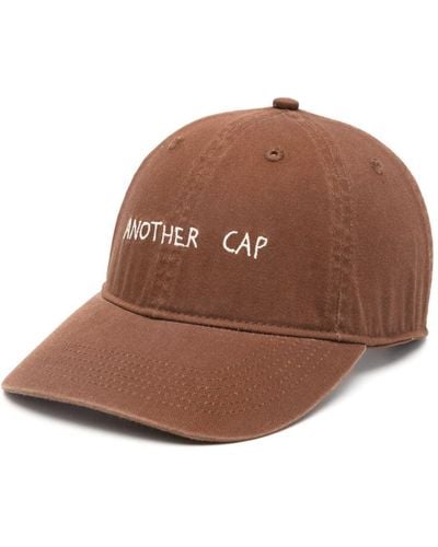 Another Aspect Embroidered Slogan Cap - Brown