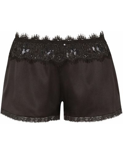 Dolce & Gabbana Satijnen Shorts Met Kant - Zwart