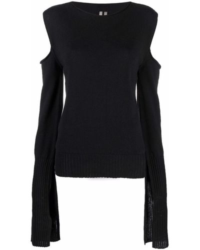 Rick Owens Cut-shoulder Longsleeved Top - Black