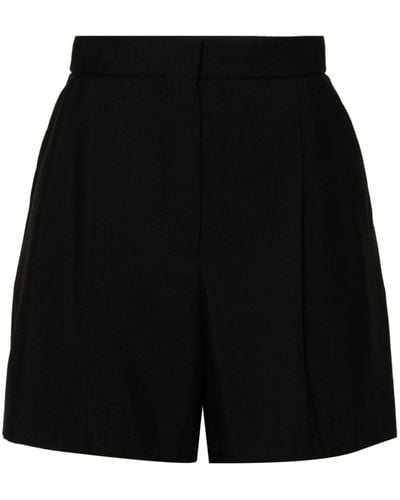 Alexander McQueen Pleat-detail Wool Shorts - Black