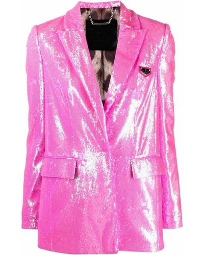 Philipp Plein Sequin-embellished Single-breasted Blazer - Pink
