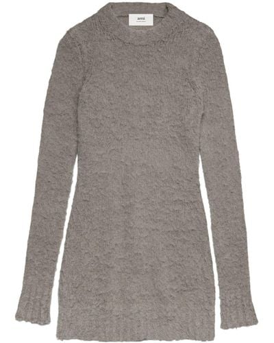 Ami Paris Brushed Knitted Minidress - Grey