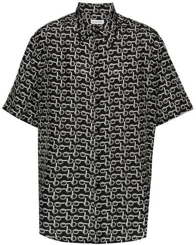 Burberry B short-sleeve silk shirt - Schwarz