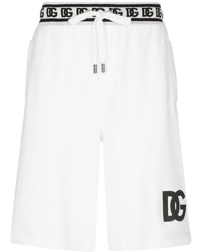 Dolce & Gabbana Bermuda jogging con ricamo dg e dg monogram - Bianco